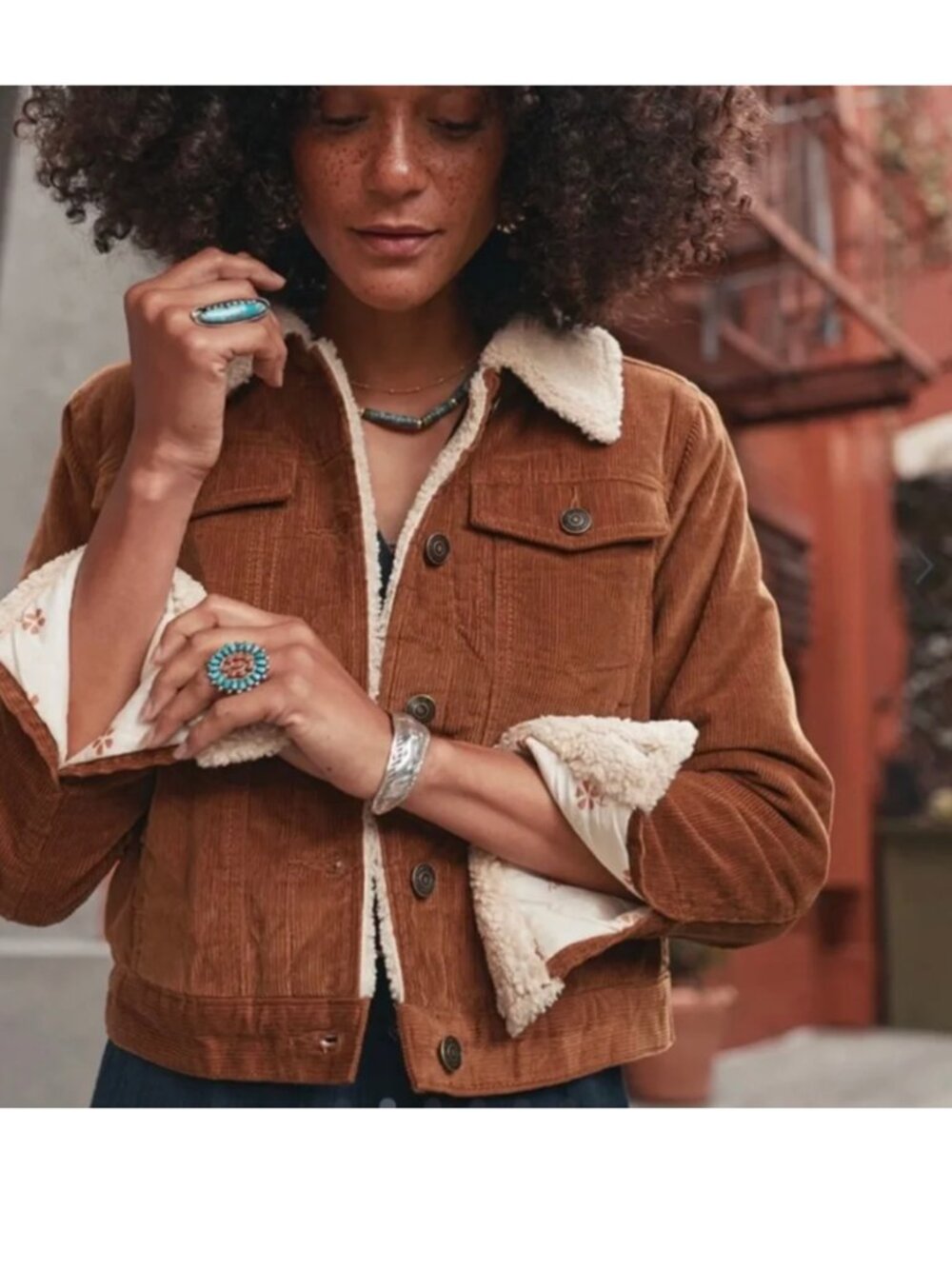 Marine Layer Brown Corduroy Sherpa Lined Trucker Jacket Button Up Coat XS Fall
